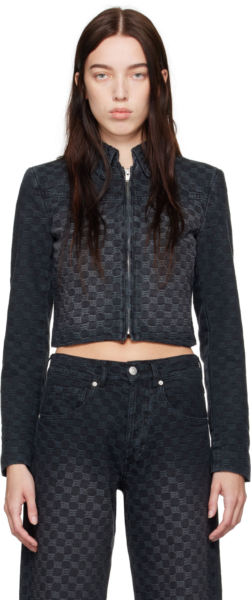 Jakke MISBHV Monogram Denim Jacket Sort | 241W400