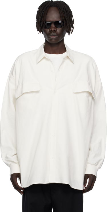 Skjorte Fear of God ESSENTIALS Long-Sleeve Oxford Shirt with Flap Pockets Hvid | 186SP254424F, 0