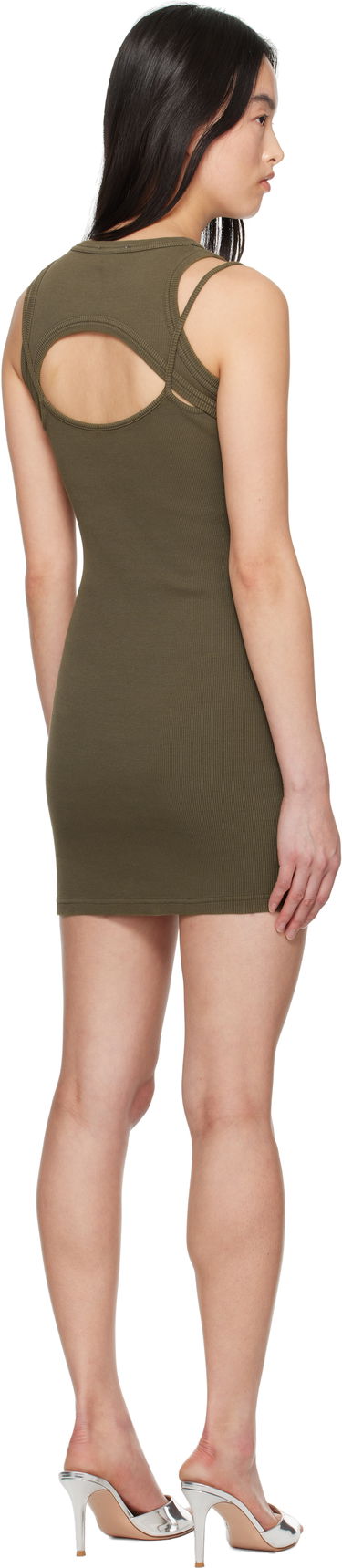 Kjole Off-White Off-White Stamp Ribbed Cut-Out Minidress Grøn | OWDB496S25JER0025401, 2