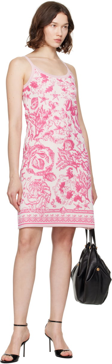 Kjole Versace Versace Underwater Barocco A-Line Knit Minidress Lyserød | 1020361_1A14732, 3