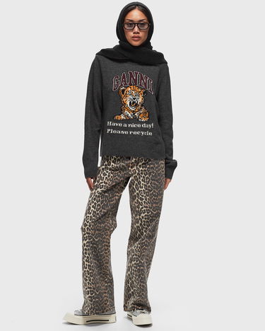 Sweatshirt GANNI Graphic Wool Mix Tiger Crewneck Sort | K2278-084, 1