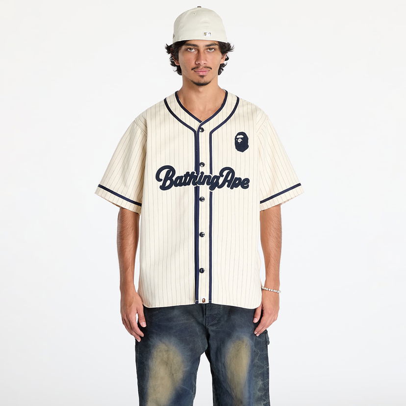 Jersey BAPE A BATHING APE Baseball Jersey Shirt Beige | 001SRK801001M IVY