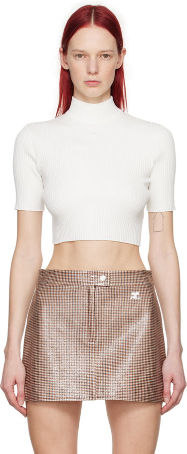Crop top Courrèges Cropped Fitted T-Shirt Hvid | 124MPU135FI0001, 0