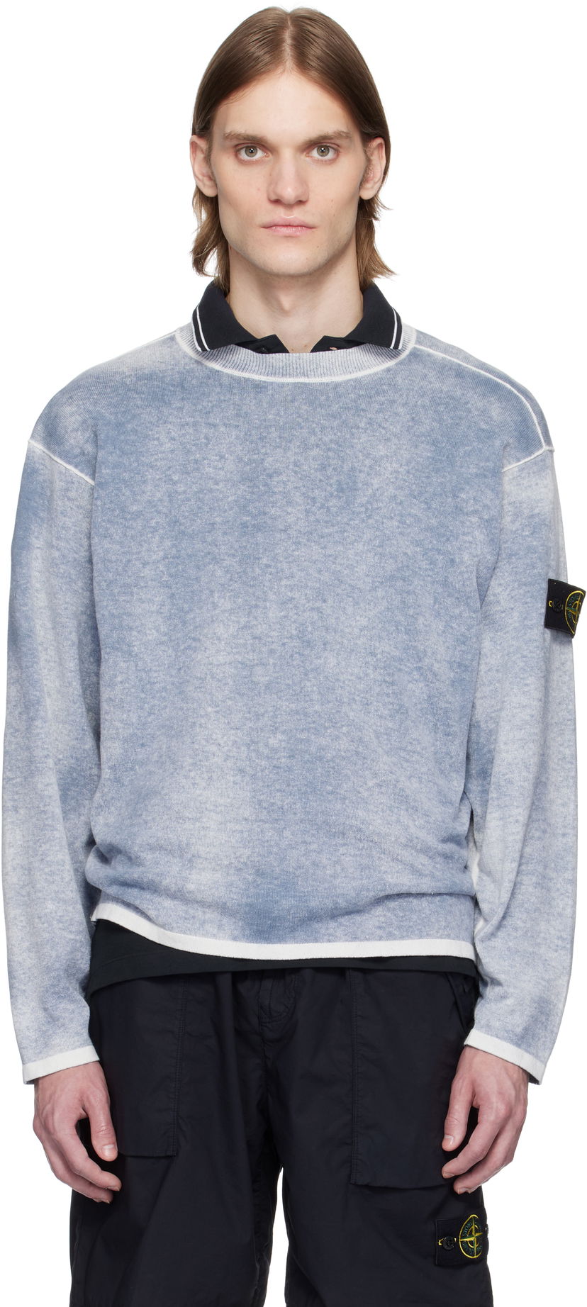Sweater Stone Island Stone Island Raw Hand Light Organic Cotton Sweater Blå | K1S15 5100030 S00Z2