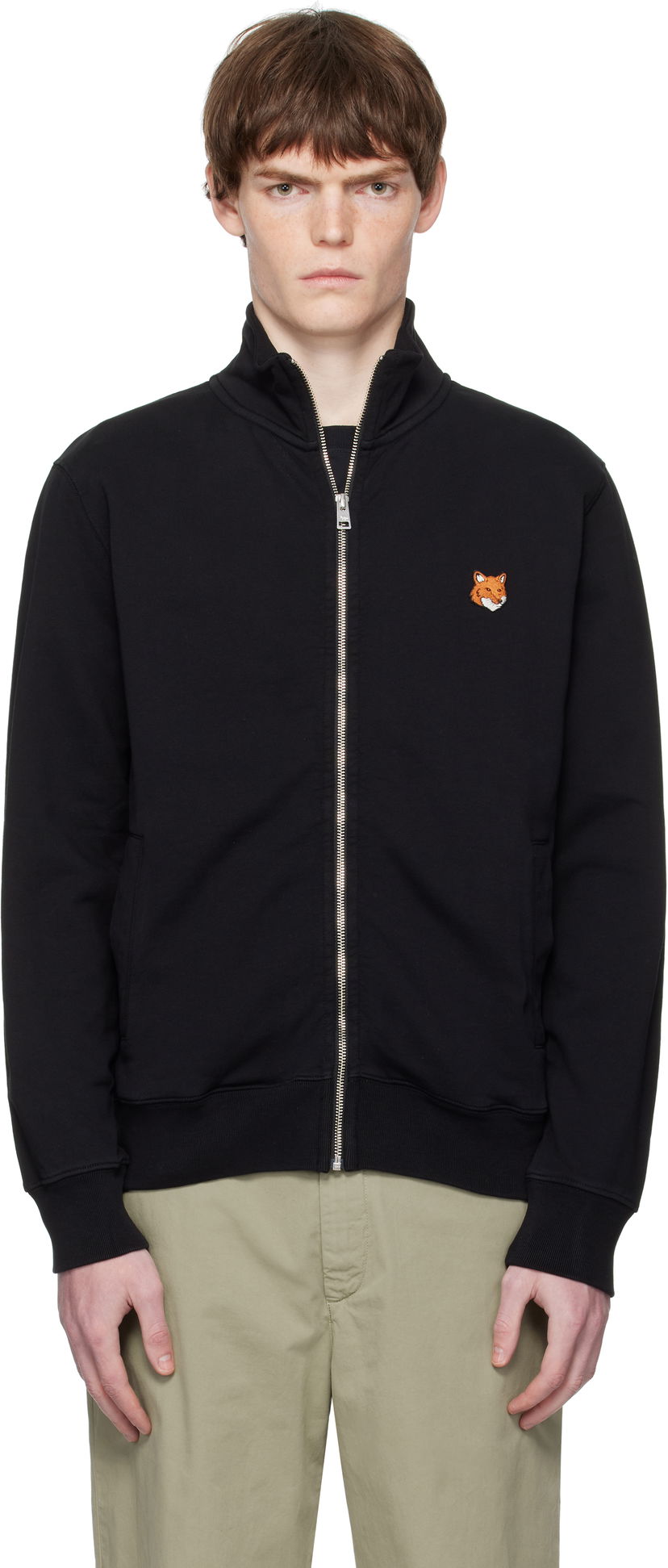 Sweatshirt MAISON KITSUNÉ Fox Head Patch Fullzip Regular Sweatshirt Sort | PM02134KM0340