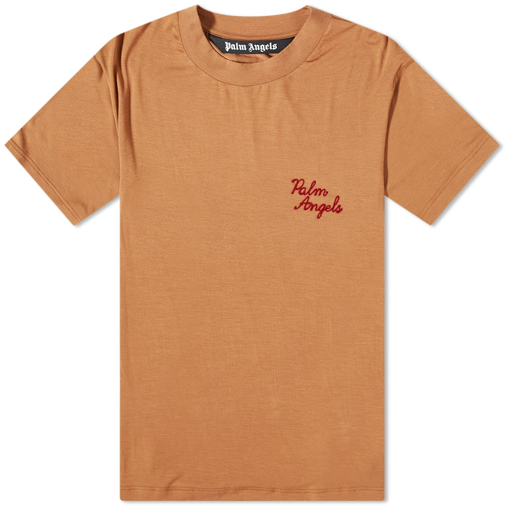T-shirt Palm Angels Embroidered Logo Tee Brun | PMAA075F22FAB0011728, 0
