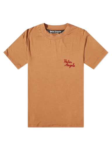 T-shirt Palm Angels Embroidered Logo Tee Brun | PMAA075F22FAB0011728