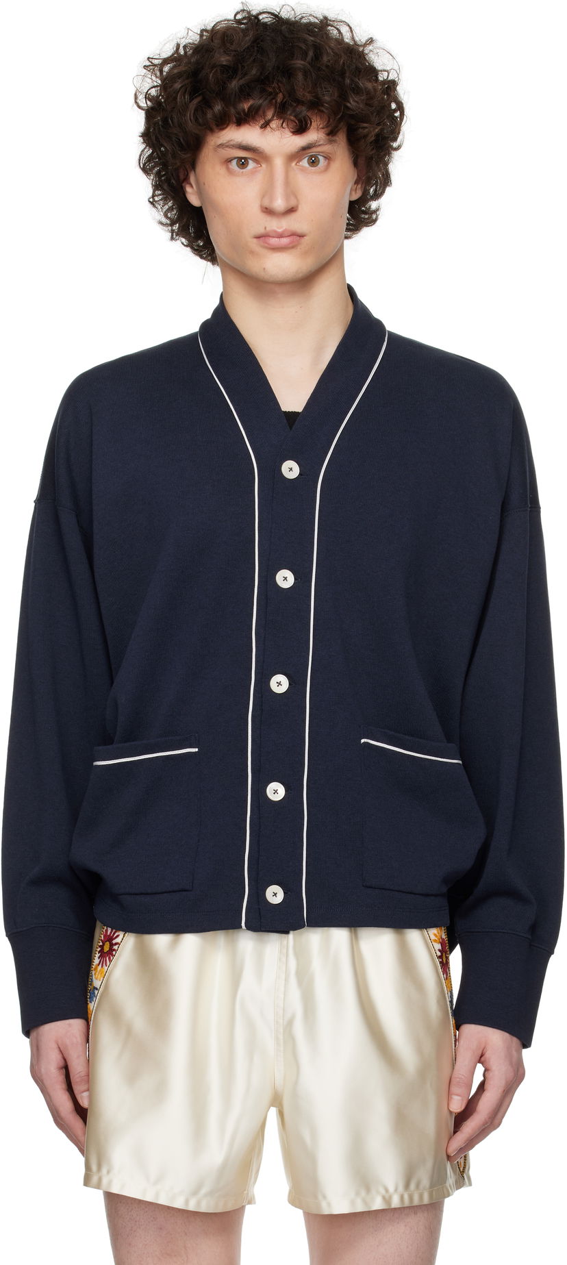 Sweater Bode Bode Uniform Cardigan Mørkeblå | MRS25CS033