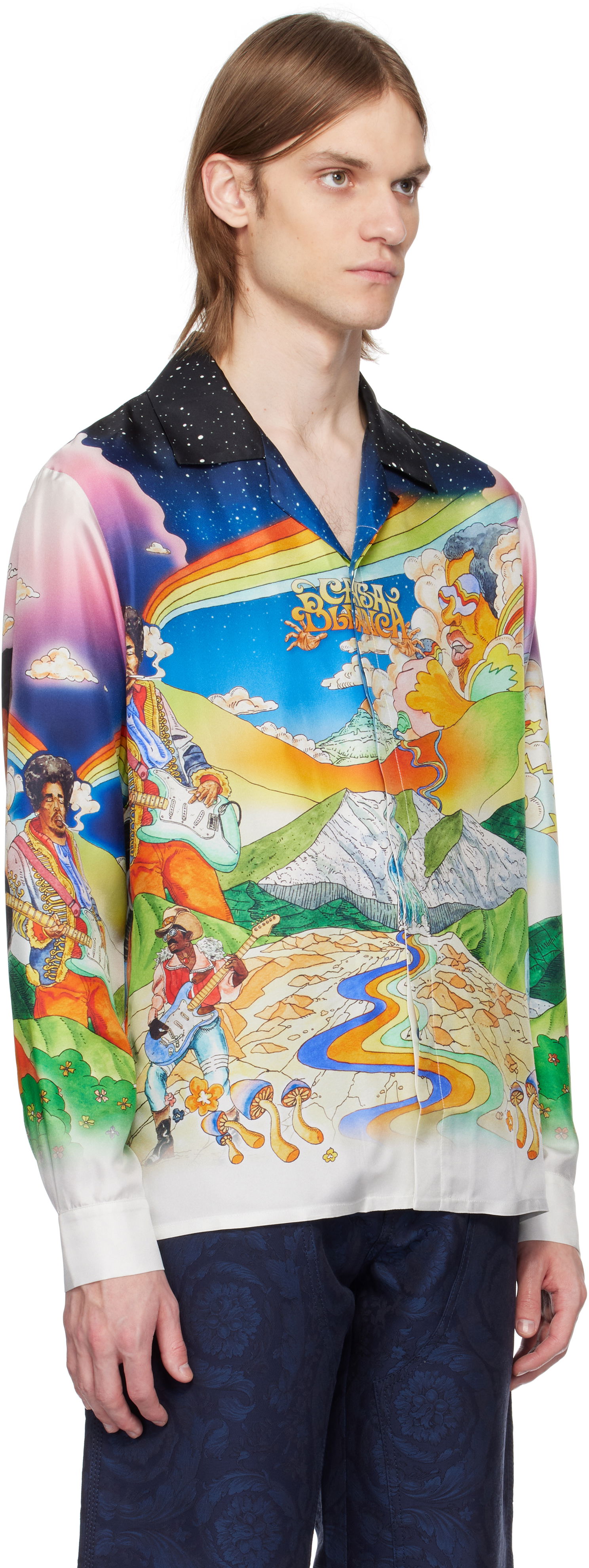 Skjorte Casablanca Casablanca 'La Musique' Print Silk Shirt Flerfarvet | U-MS25-SH-006-07, 1