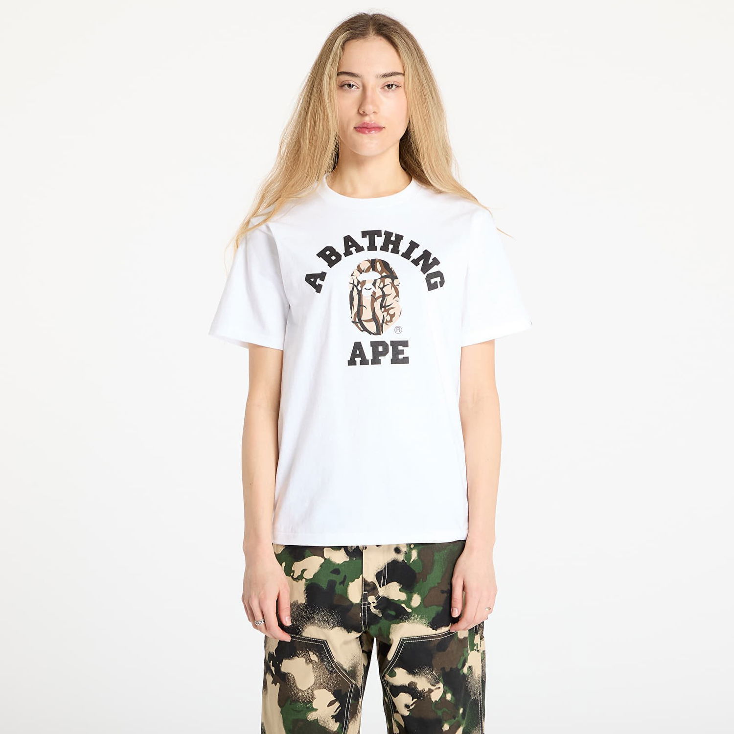 T-shirt BAPE A BATHING APE Trial Camo College Tee Hvid | 001TEL301033MWHA, 1