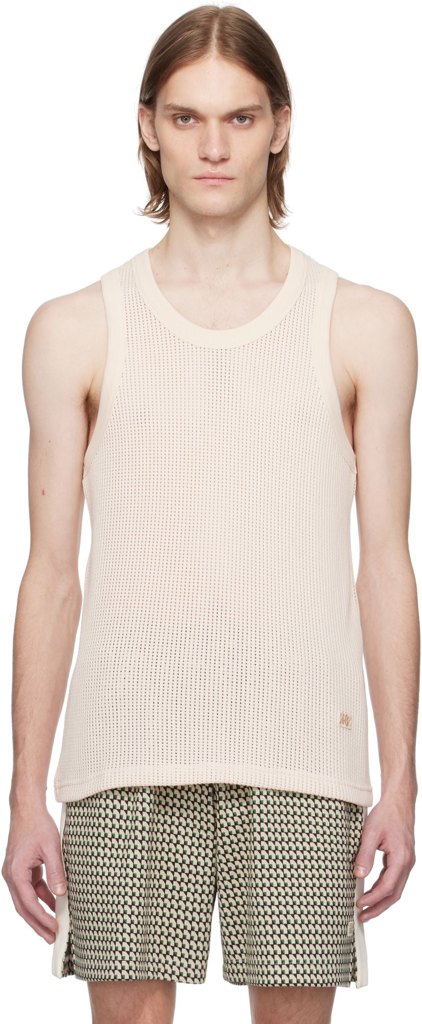 Tanktop Wales Bonner Wales Bonner Groove Knit Tank Top Beige | MS25JE10-CO04-100 COTTON MESH