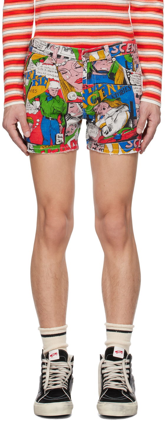 Shorts ERL ERL Printed Denim Shorts Flerfarvet | ERL06P102, 0