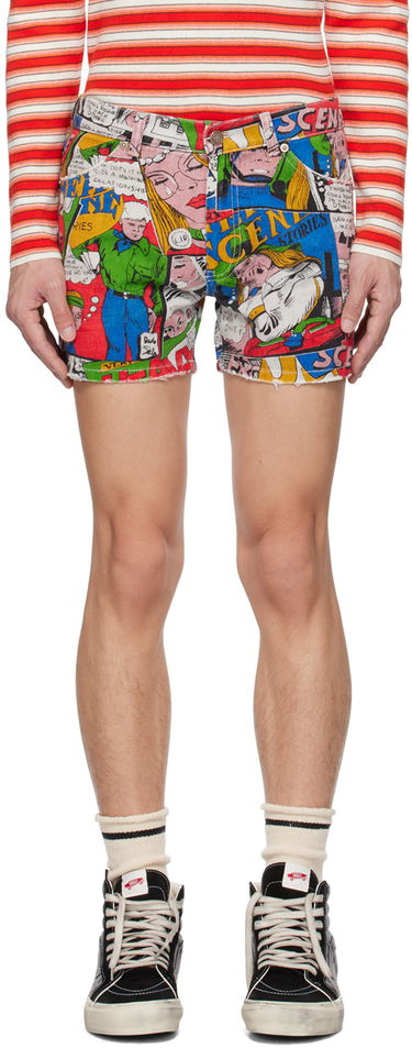 Shorts ERL ERL Printed Denim Shorts Flerfarvet | ERL06P102, 0