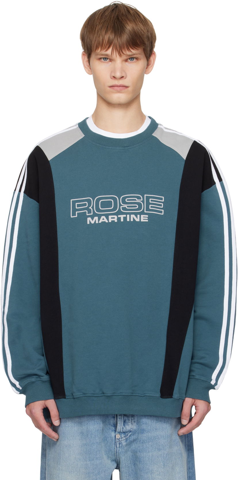 Sweatshirt Martine Rose Martine Rose Panelled Sweatshirt Turkis | 673JS01529D