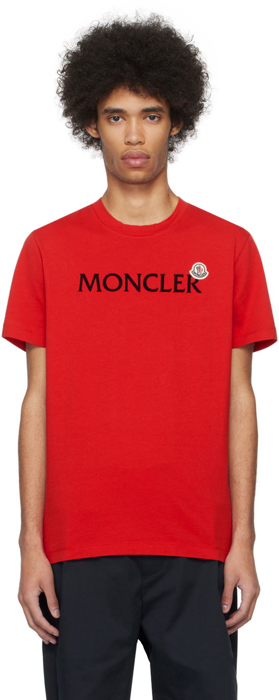 T-shirt Moncler Flocked T-Shirt Rød | J10918C000578390T, 0