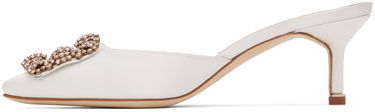 Smykker Manolo Blahnik Manolo Blahnik Hangisimu Crystal Buckle Kitten Heel Mules Hvid | 9XX-0728, 2