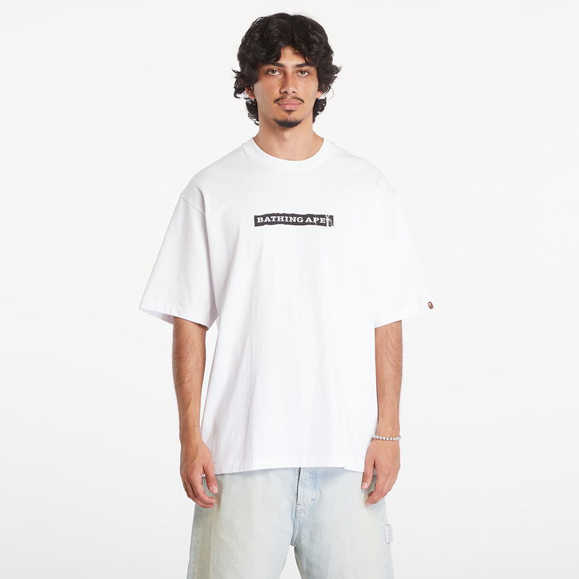 T-shirt BAPE A BATHING APE Screen Print Stencil Logo Relaxed Fit Short Sleeve Tee White Hvid | 001TEK801332M WHT