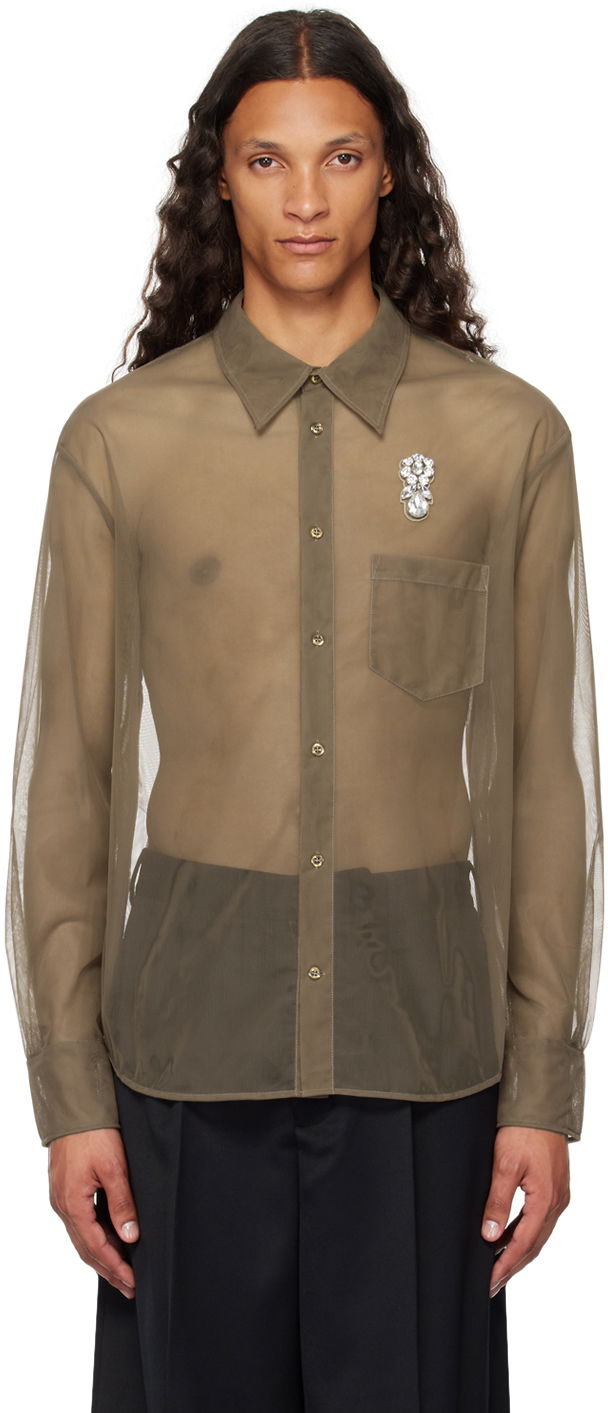 Skjorte Simone Rocha Simone Rocha Sheer Embellished Shirt Grøn | 5289TB 0069, 0