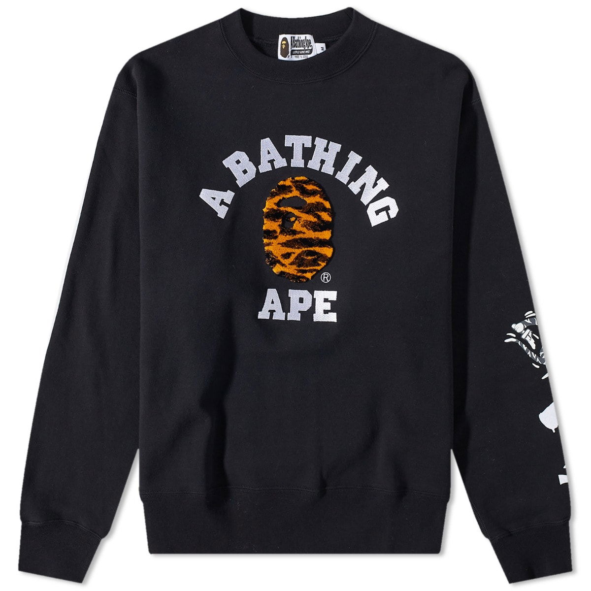 Sweatshirt BAPE A Bathing Ape Tiger Camo College Relaxed Fit Crew Sweat Sort | 001SWI701001F-BLK, 0