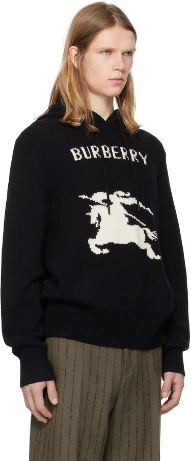 Sweater Burberry Intarsia Knight Logo Wool Cashmere Hoodie Sort | 8104522, 1