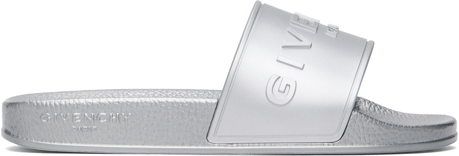 Sneakers og sko Givenchy Slide Flat Sandals Metalisk | BE3076E2AN040, 0