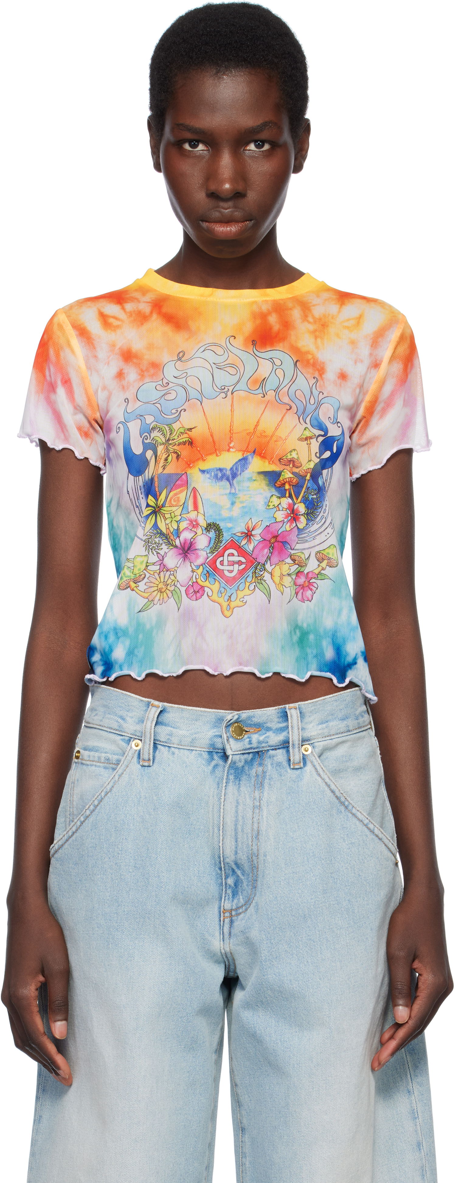 Crop top Casablanca Casablanca Surf Trip Tie Dye Mesh T-Shirt Flerfarvet | WS25-TP-074-01, 0