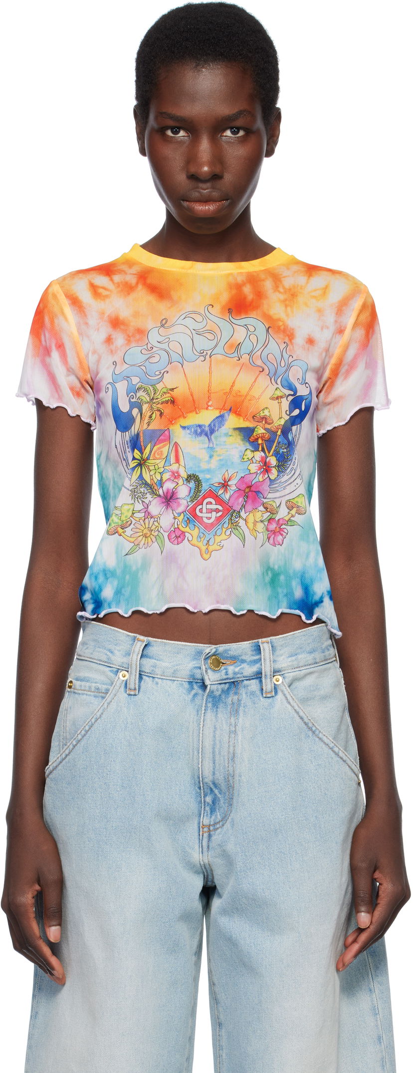 Crop top Casablanca Casablanca Surf Trip Tie Dye Mesh T-Shirt Flerfarvet | WS25-TP-074-01