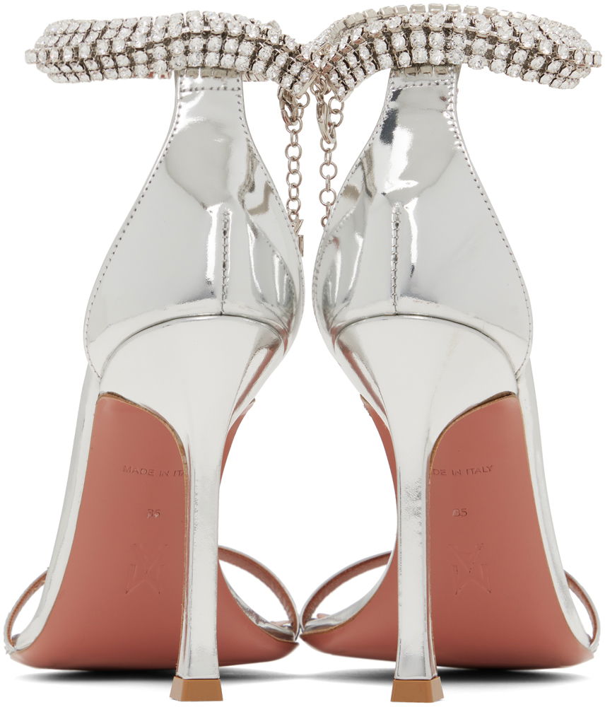 Skopleje Amina Muaddi Amina Muaddi Iman Heeled Sandals with Rhinestone Anklet Metalisk | IMAN SANDAL SR MIRROR, 1