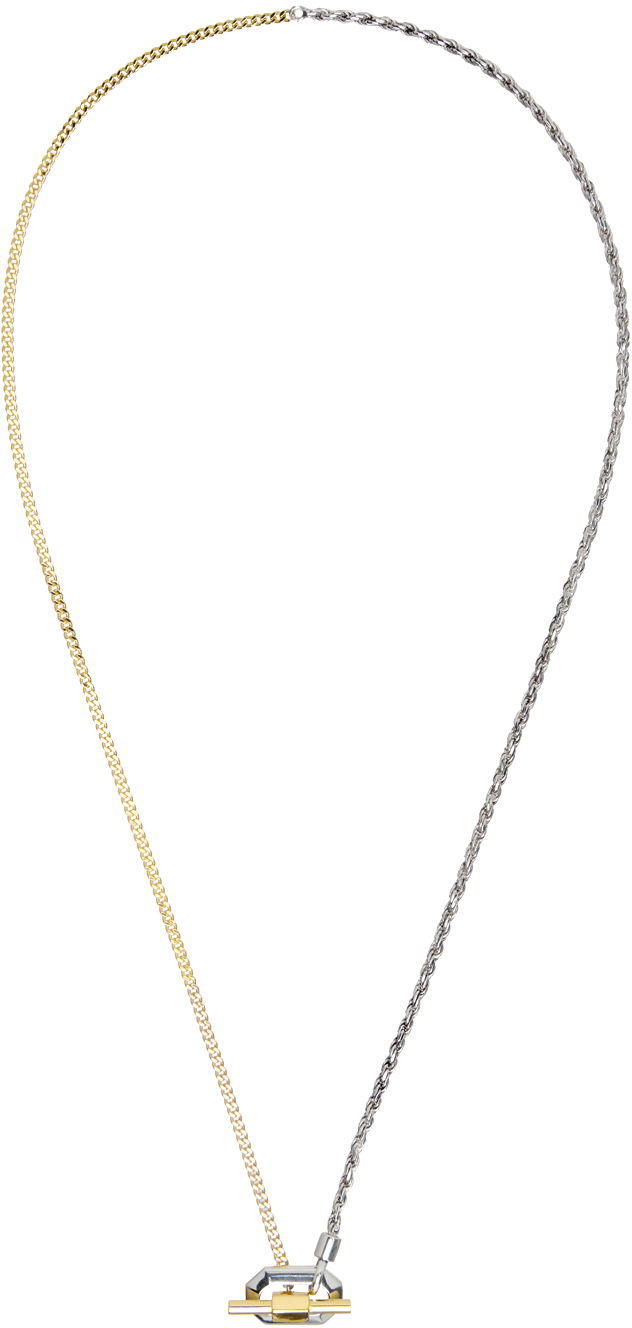 Halskæde Bottega Veneta Bottega Veneta Two-Tone Chain Necklace Metalisk | 754364 V507D, 0