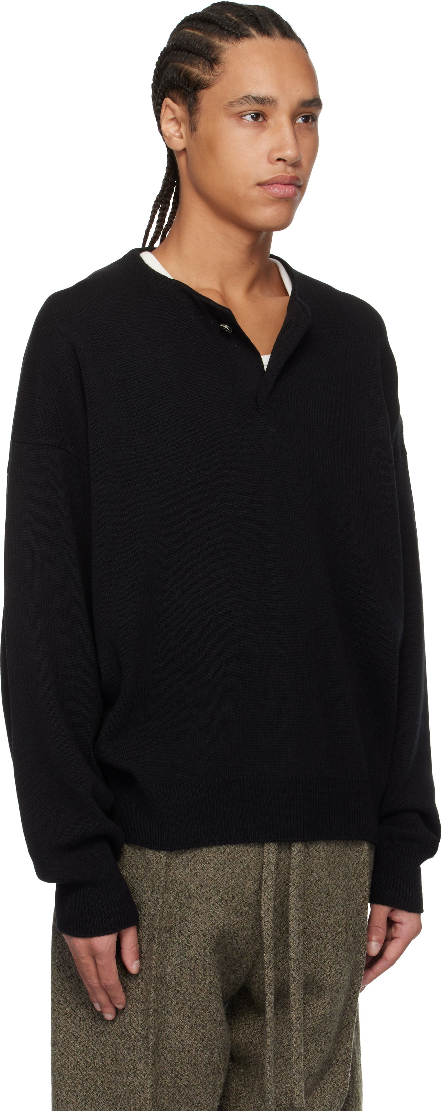 Sweater Fear of God Fear of God Fine Knit Henley Sort | FGE220-2041LAW, 1
