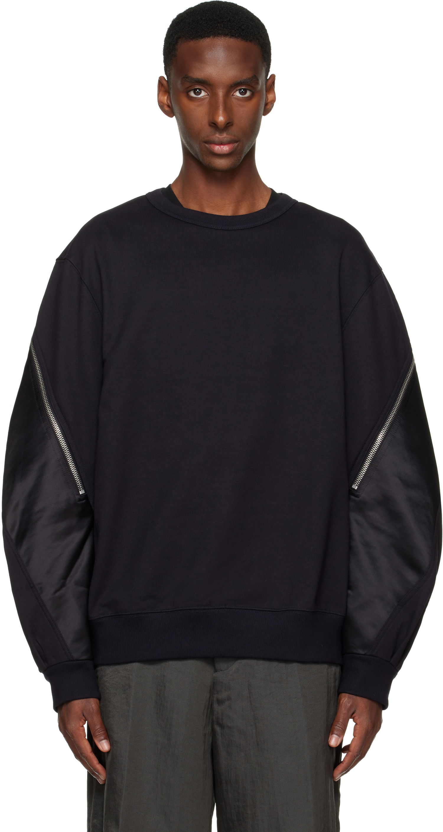 Sweatshirt Dries Van Noten Dries Van Noten Contrast-Panel Zippered Sweatshirt Sort | 252-021154-2611, 0