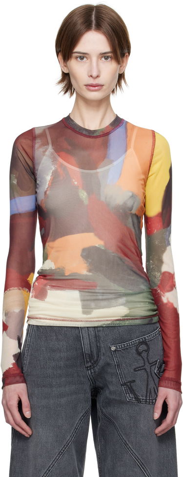 T-shirt JW Anderson JW Anderson Abstract Print Sheer Long Sleeve T-Shirt Flerfarvet | JO0138-PG1723, 0