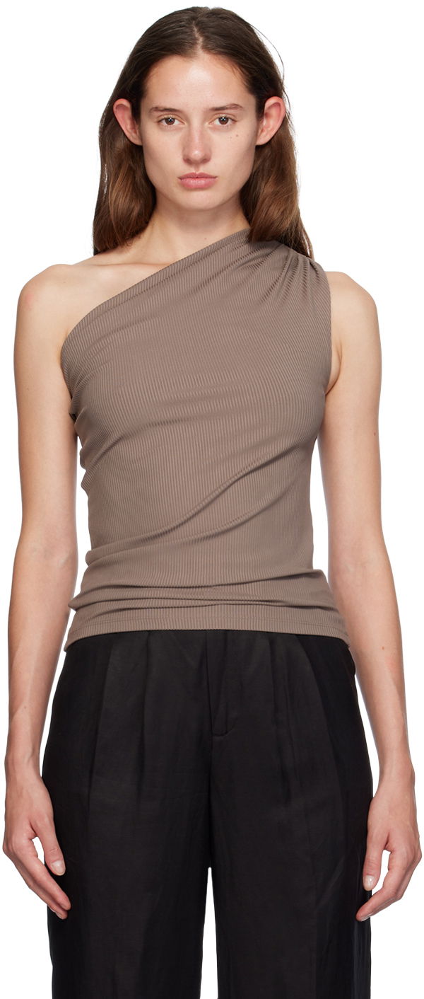 Tanktop Anine Bing One Shoulder Slim Fit Top Brun | A-08-9271-BWN27