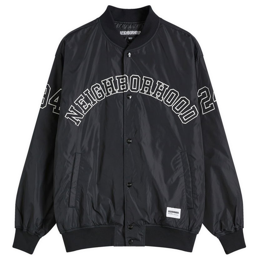 Bomberjakke Neighborhood Baseball Jacket Large Sort | 242TSNH-JKM04-BLK