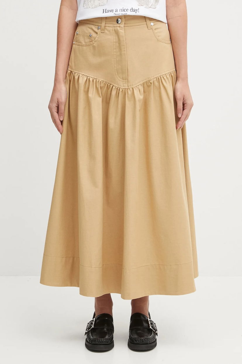 Nederdel GANNI GANNI Classic Summer Suiting Maxi A-Line Skirt Beige | W0620