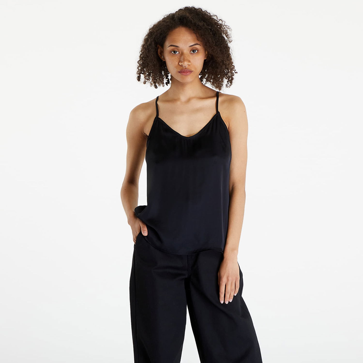 Tanktop Urban Classics Top Ladies Viscose Satin Slip Top Sort | TB6187-00007, 0