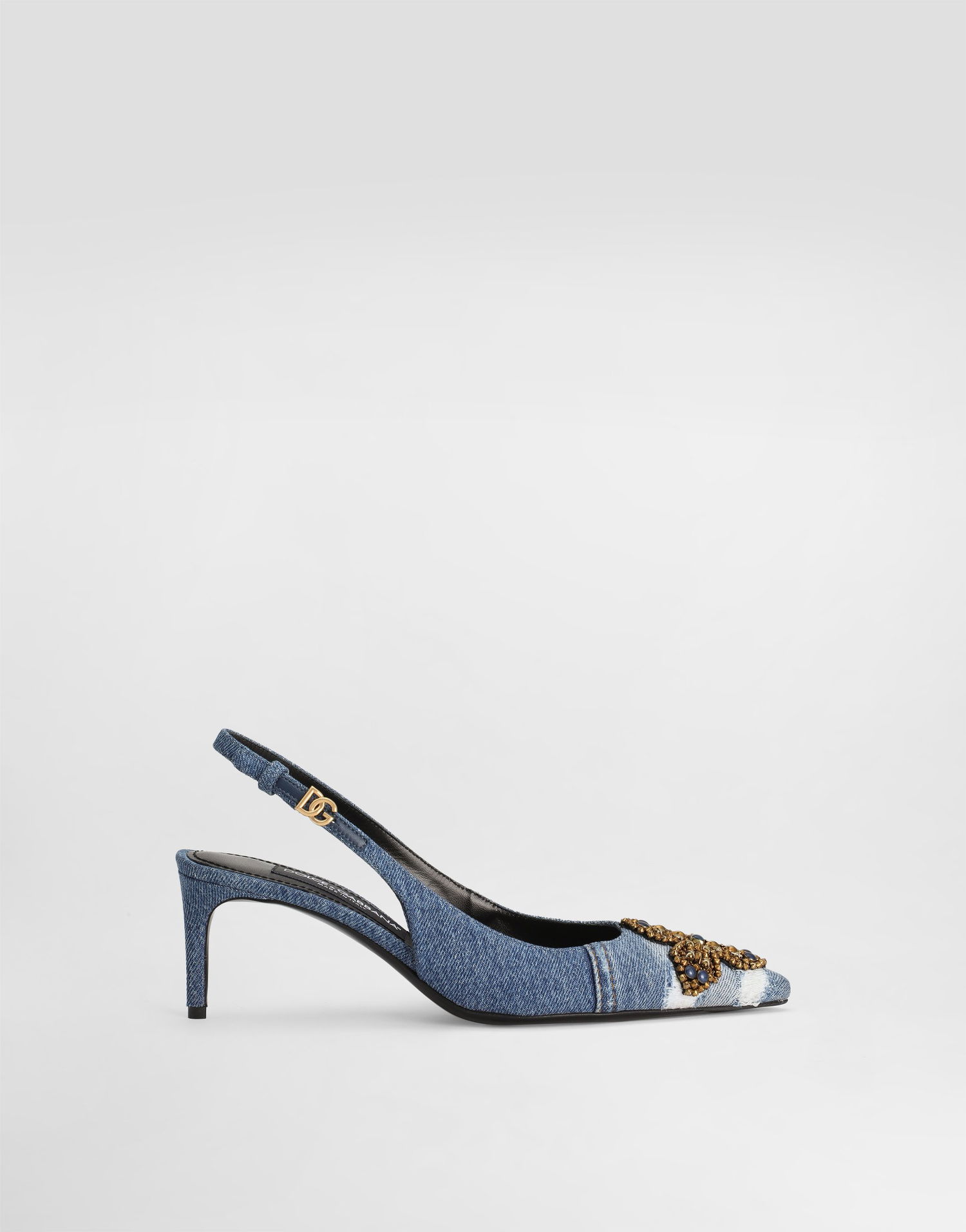 Tilbehør Dolce & Gabbana Dolce & Gabbana Denim Patchwork Slingback Pumps with Embroidery Blå | CG0948AN6248C609, 0