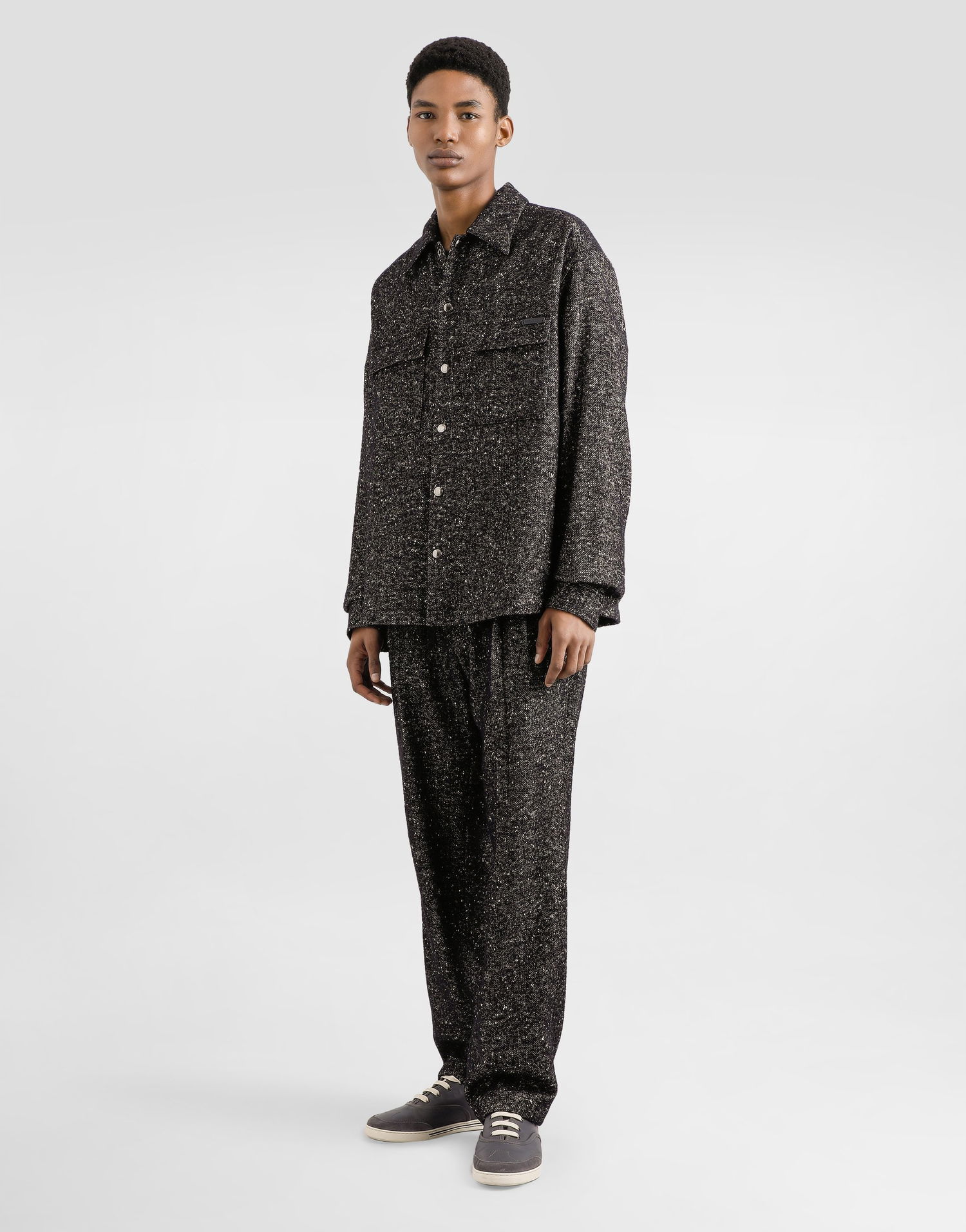 Skjorte Dolce & Gabbana Dolce & Gabbana Wool Blend Button-Up Shirt Sort | G5MM6TFCZAMS8030, 1