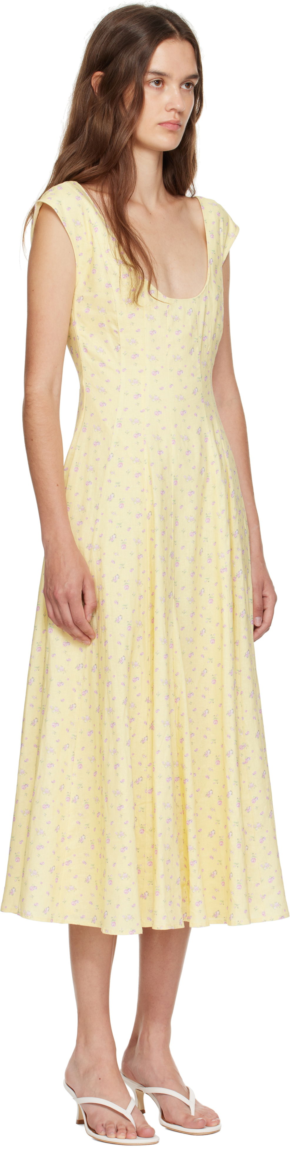 Kjole GUIZIO Guizio Leila Floral Midi Dress Gul | P25404W085, 1