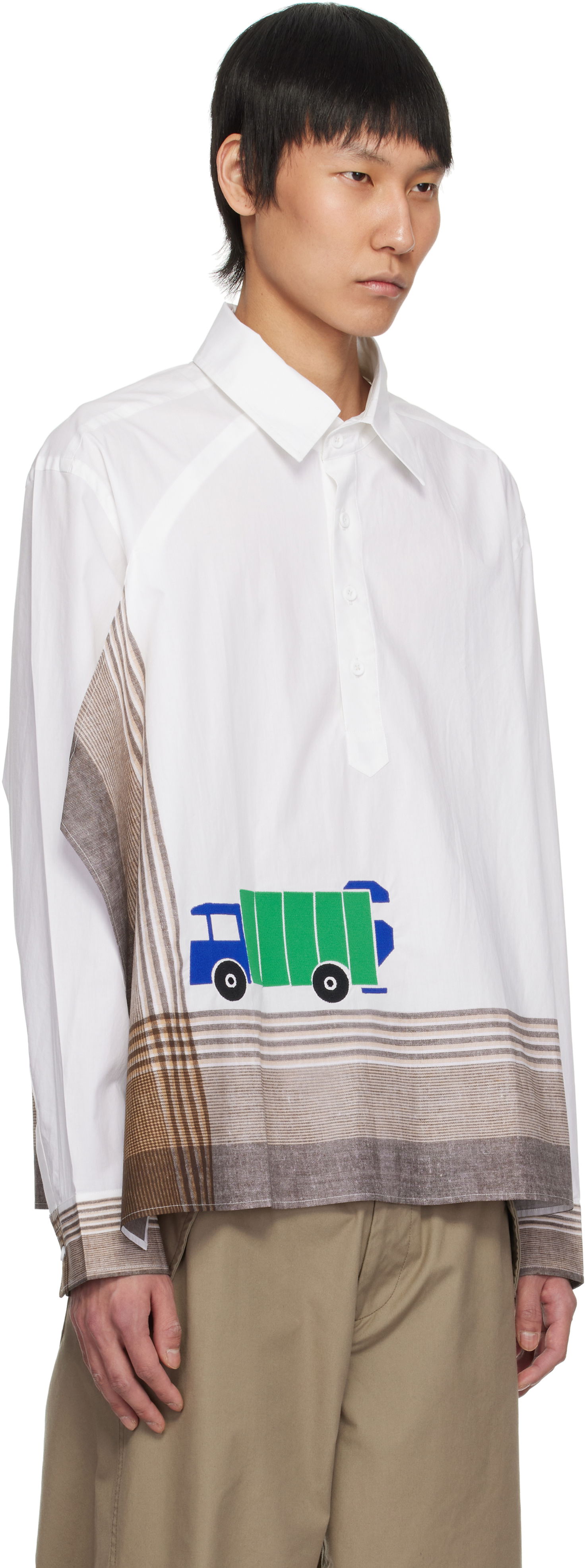 Skjorte Craig Green Craig Green Long Sleeve Handkerchief Shirt Hvid | CGSS25CWOSHI62, 1