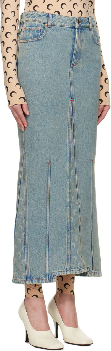Nederdel Marine Serre Marine Serre Moon Laser Denim Maxi Skirt Blå | WSK074A CDEN0003, 1