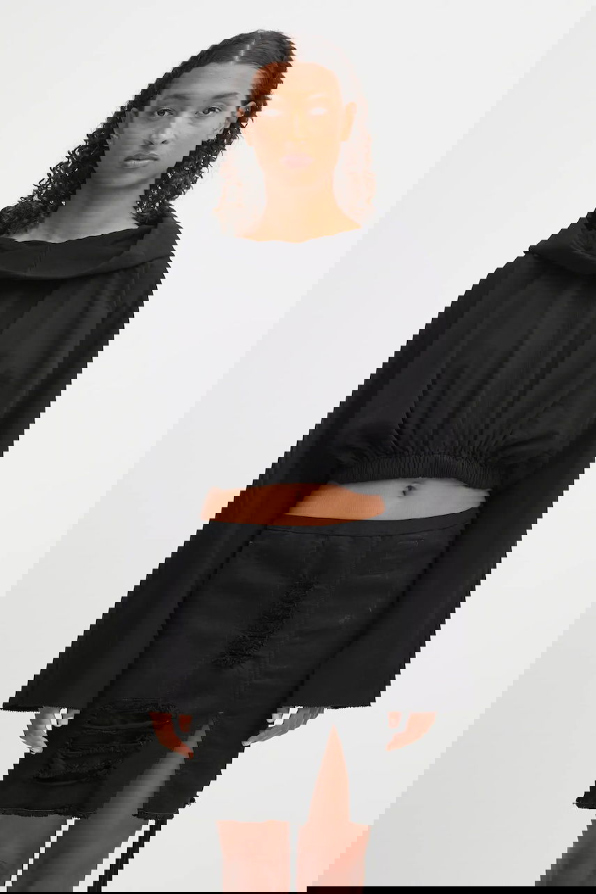 Sweatshirt Rick Owens Rick Owens DRKSHDW Cropped Hooded Tunic Sort | DS02E7236.RIG, 0