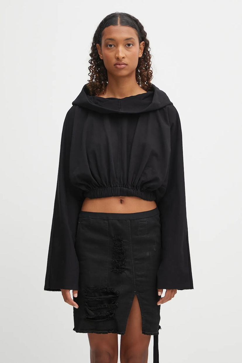 Sweatshirt Rick Owens Rick Owens DRKSHDW Cropped Hooded Tunic Sort | DS02E7236.RIG