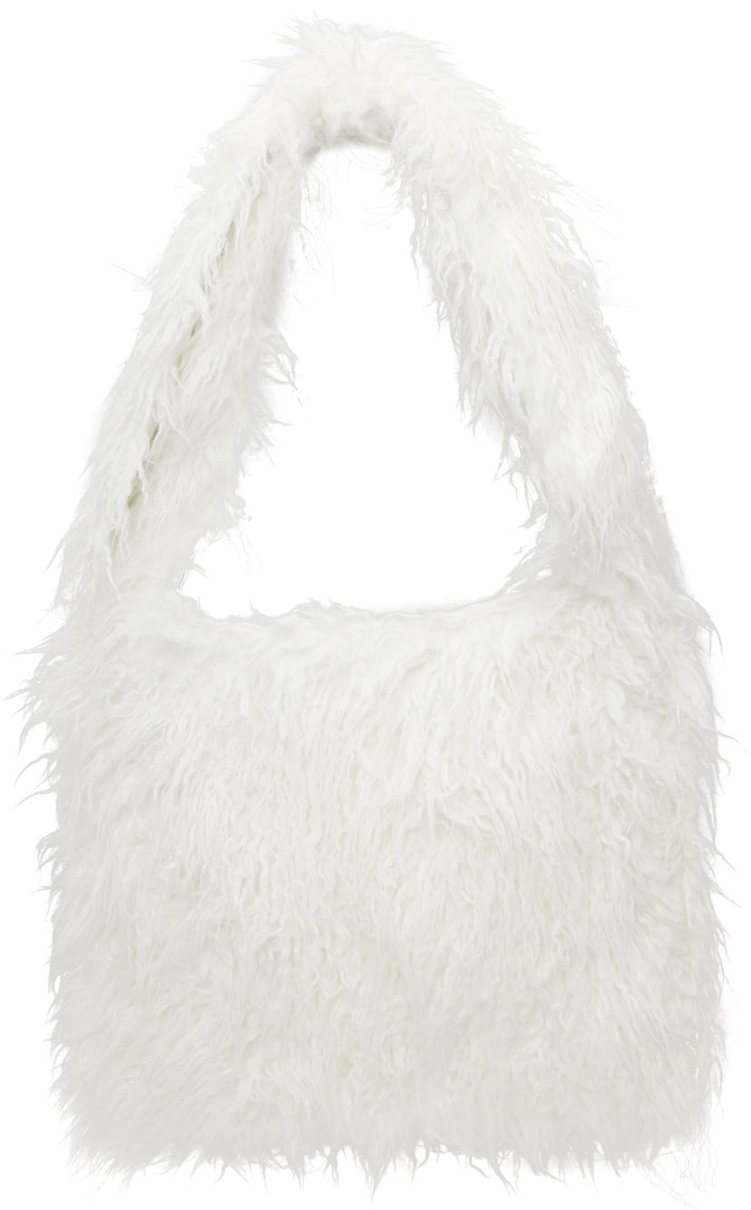 Skuldertaske We11done We11done Faux-Fur Shoulder Bag Hvid | WD-AB3-22-473-U-WH