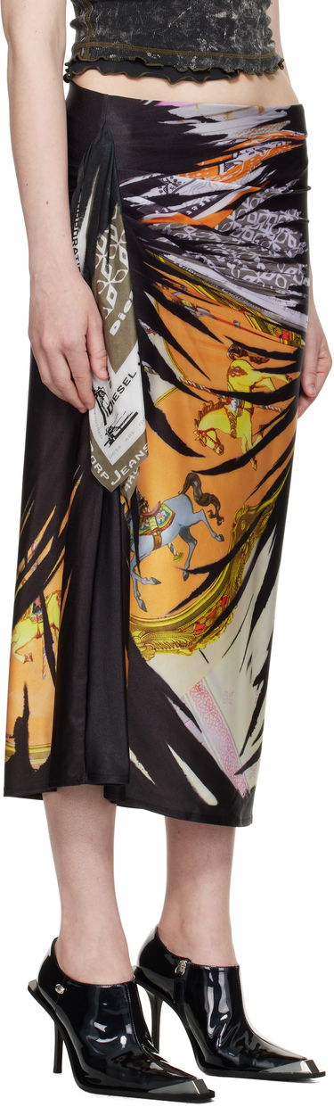 Nederdel Diesel Diesel O-Pary Print Wrap Midi Skirt Sort | A18937 0TKBL, 1