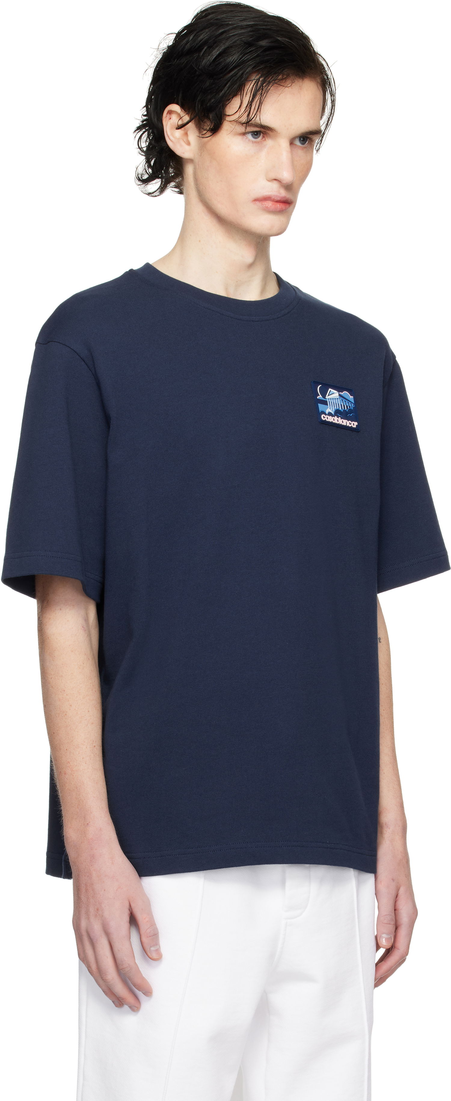 T-shirt Casablanca Temple Patch T-Shirt Mørkeblå | MPS25-JTS-027-01, 1