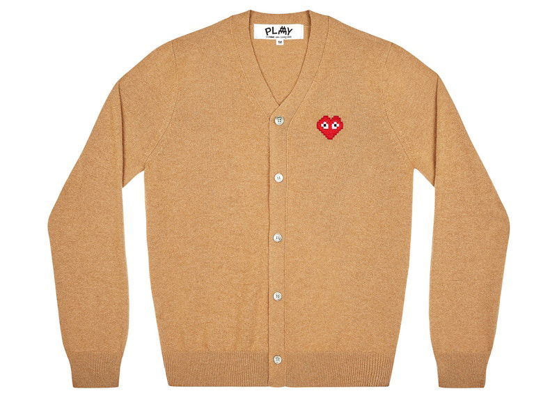 Sweater Comme des Garçons Play Invader Cardigan Beige | AZ-N084-051