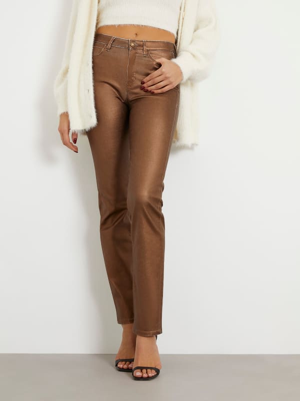 Bukser og jeans GUESS Metallic Straight Denim Pant Brun | W4RA22D59H1, 0