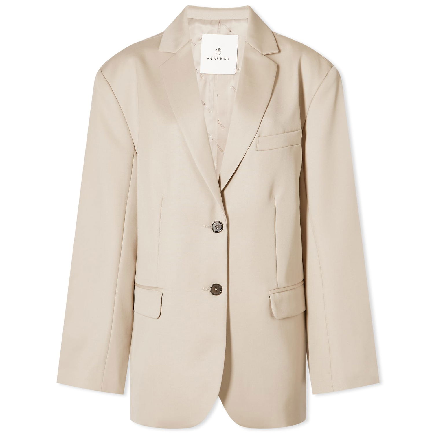 Jakke Anine Bing Quinn Oversized Woven Blazer Beige | A-01-7073-230, 0