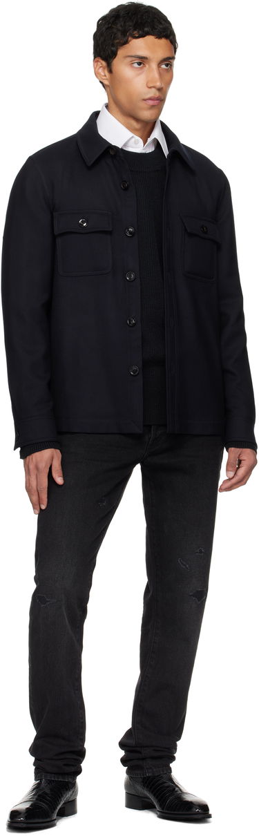 Jakke Tom Ford TOM FORD Light Wool Chest Pocket Overshirt Mørkeblå | OJS016-FMW063, 3